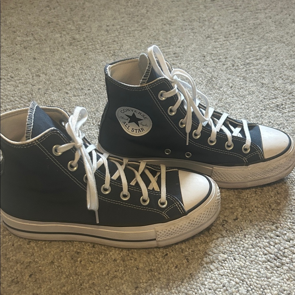 Converse Navy Blue and White High Tops